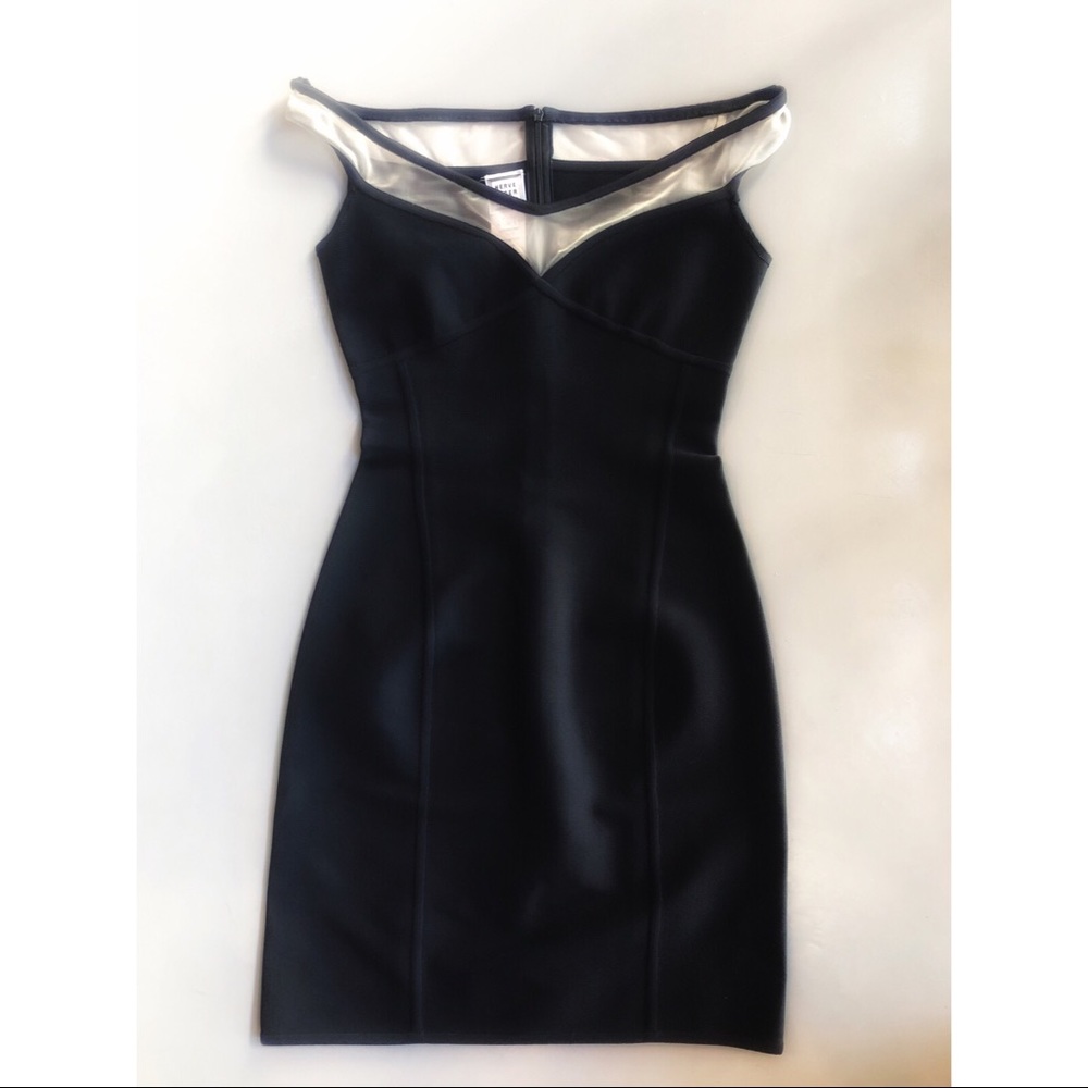 Herve Leger Paris Black Nude Mesh Dress